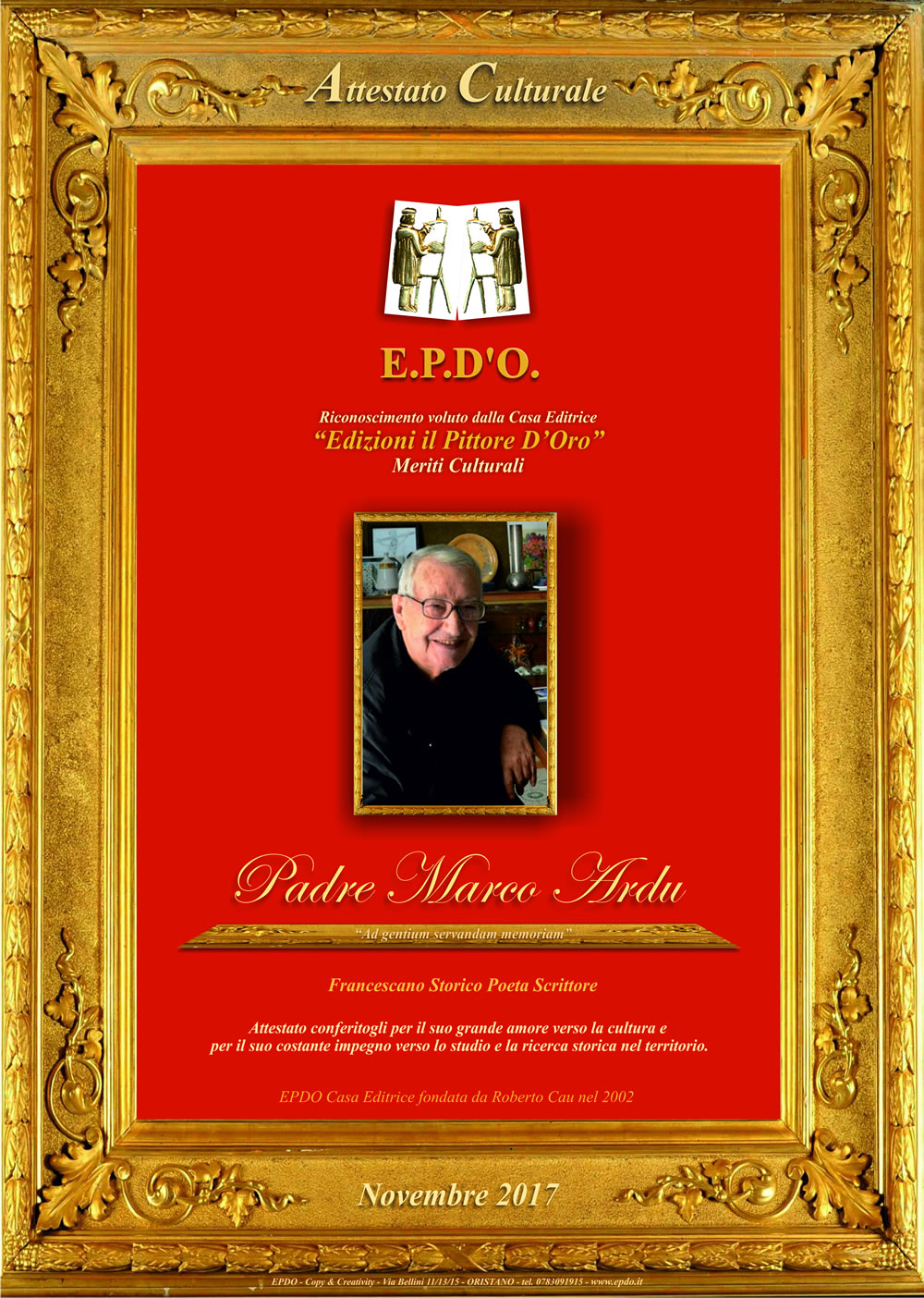 EPDO - Attestato Culturale Padre Marco Ardu